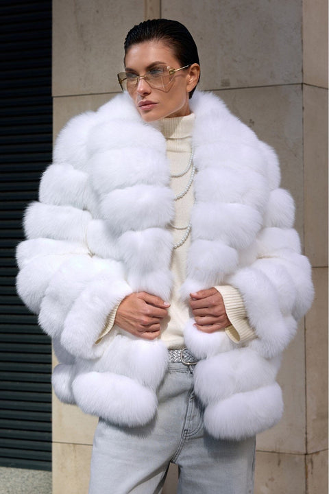 Cappotto in pelliccia di volpe bianca