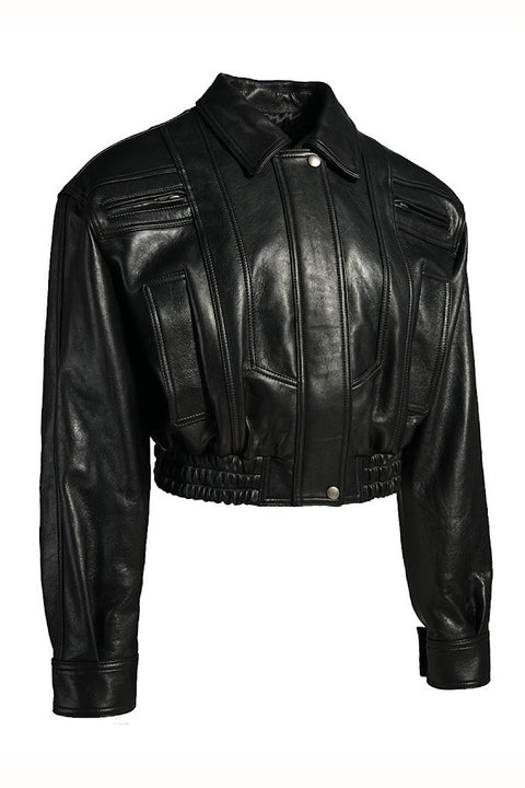 Chaqueta corta de cuero negro