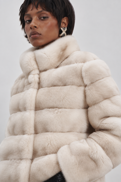 Cappotto in pelliccia di coniglio Rex