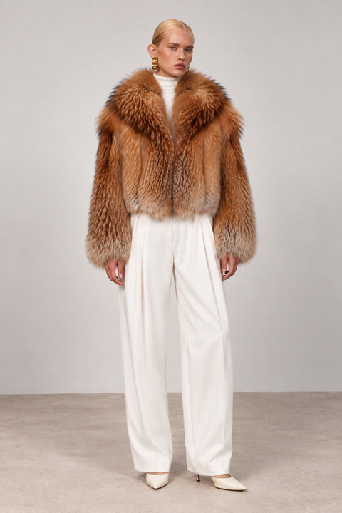 Manteau en fourrure de renard roux