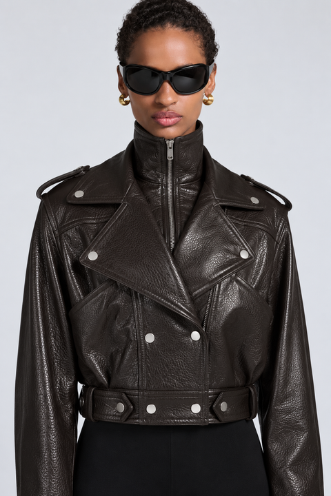 Chaqueta de cuero de piel de cordero