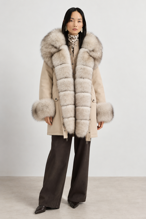 Parka doublée en fourrure de renard