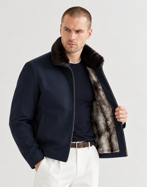 Veste pour homme doublée de fourrure de vison
