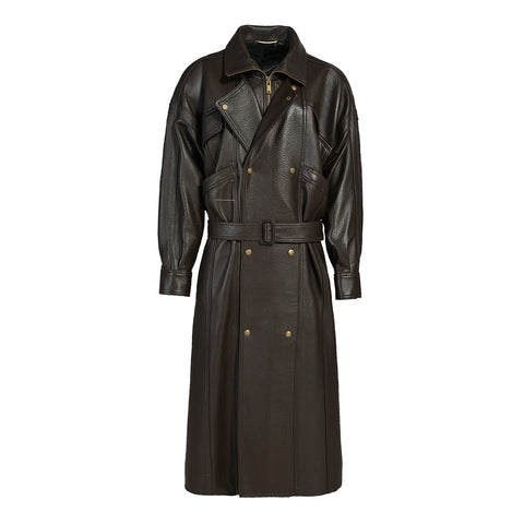 Langer Trenchcoat aus echtem Leder