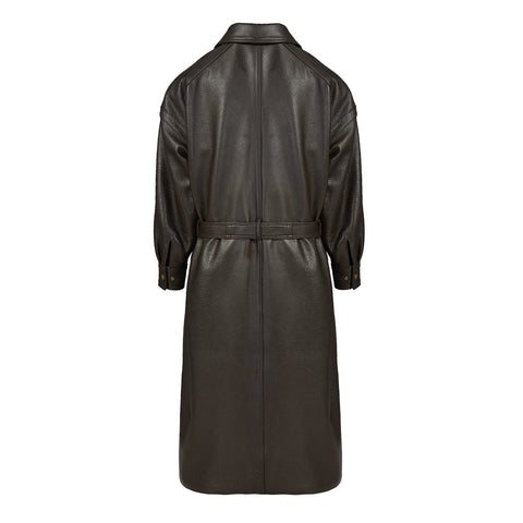 Langer Trenchcoat aus echtem Leder