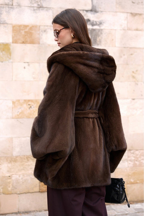 Hooded Mink Fur Coat