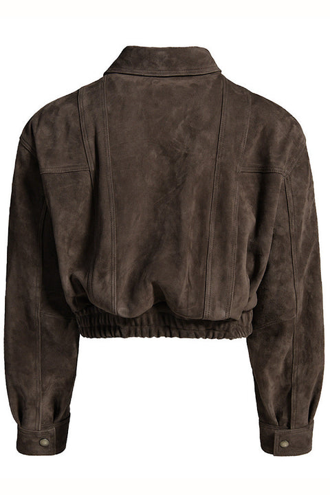Cropped Brown Suede Jacket