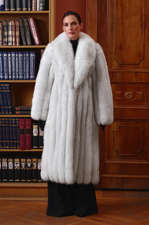 Long White Fox Fur Coat