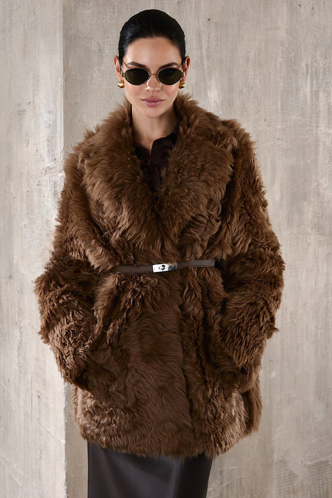 ADRIE Shearling Coat Chesnut