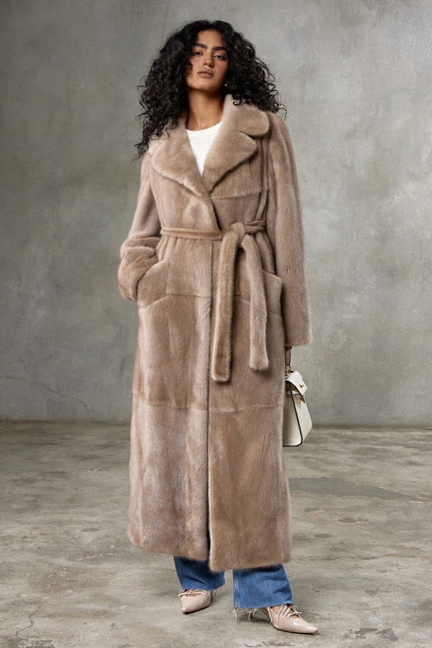 Long Ecru Mink Fur Coat