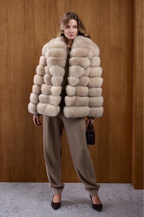 Beige Fox Fur Coat