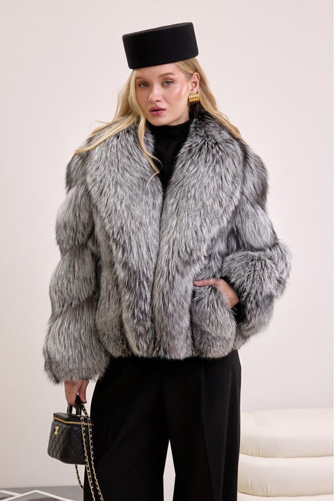 Short Silver Fox Fur Coat