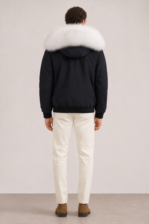 Parka corto da uomo foderato in pelliccia