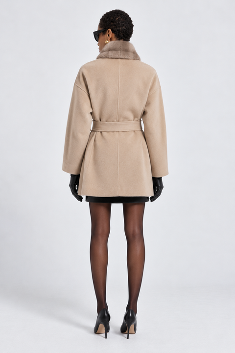 Cappotto in cashmere con visone