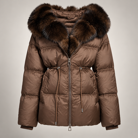 Puchowa parka z lisim futrem
