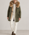 Men Green Lined Fur Parka