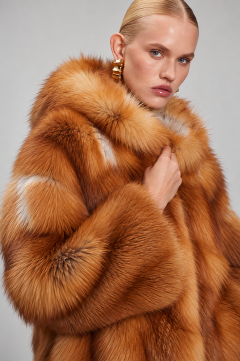 Cappotto in pelliccia di volpe rossa