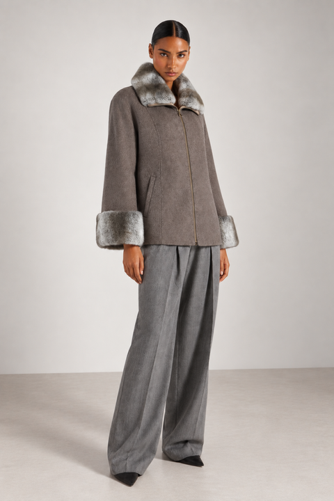 Manteau court blanc en cachemire