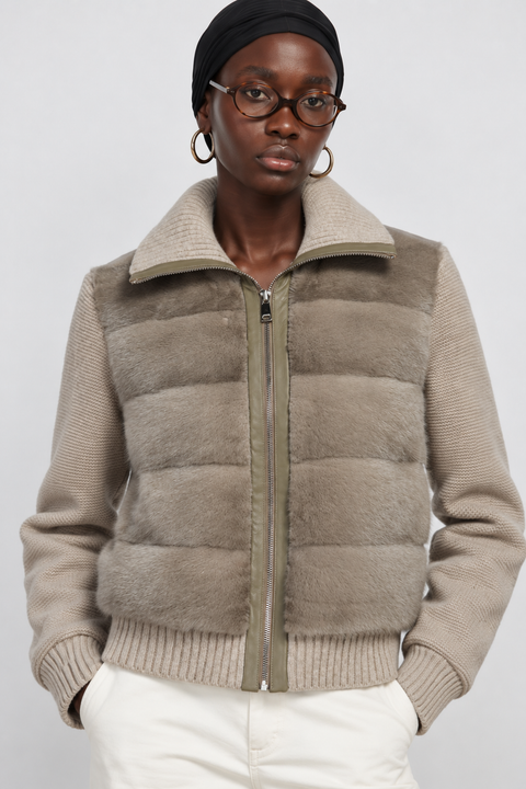 Bomber in visone e cashmere
