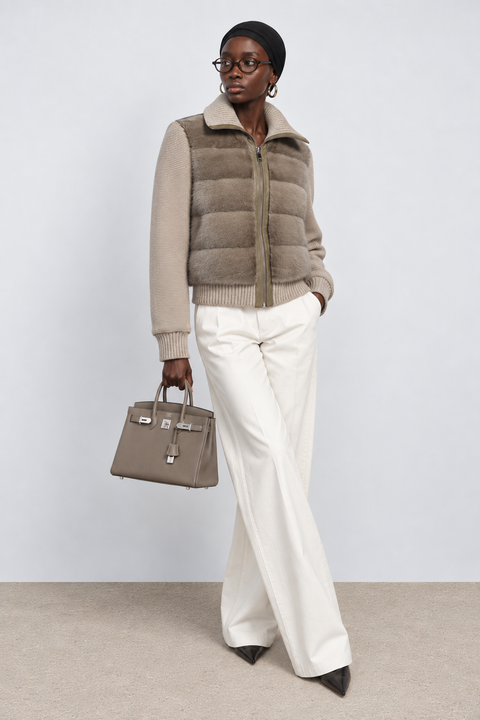 Bomber in visone e cashmere