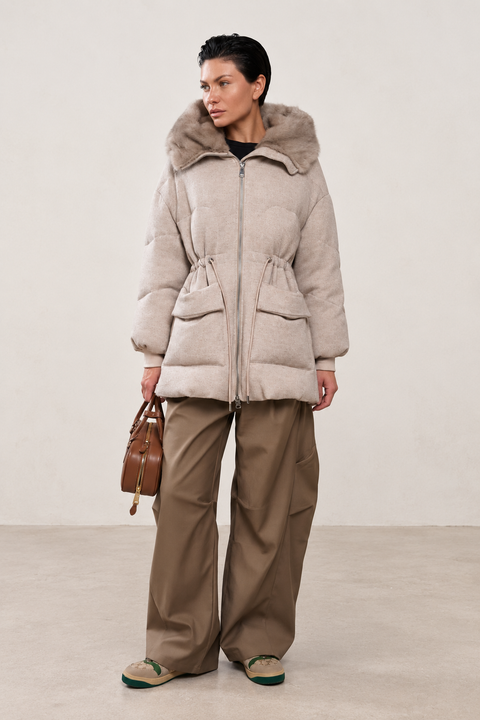 Parka in misto lana e visone