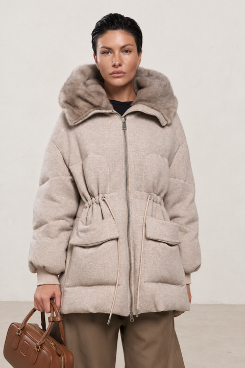 Parka in misto lana e visone