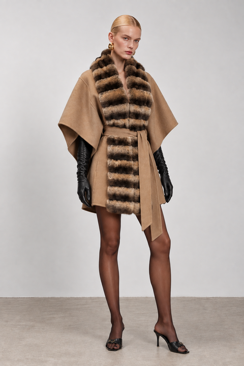 Cashmere Cape with Fur