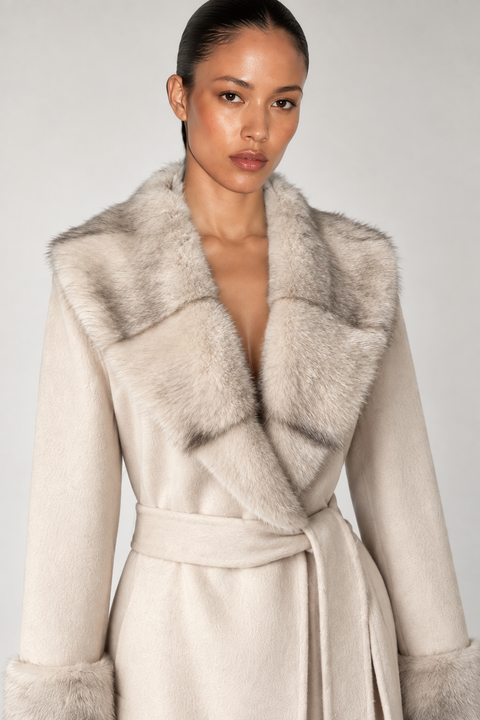 Cappotto in cashmere con visone
