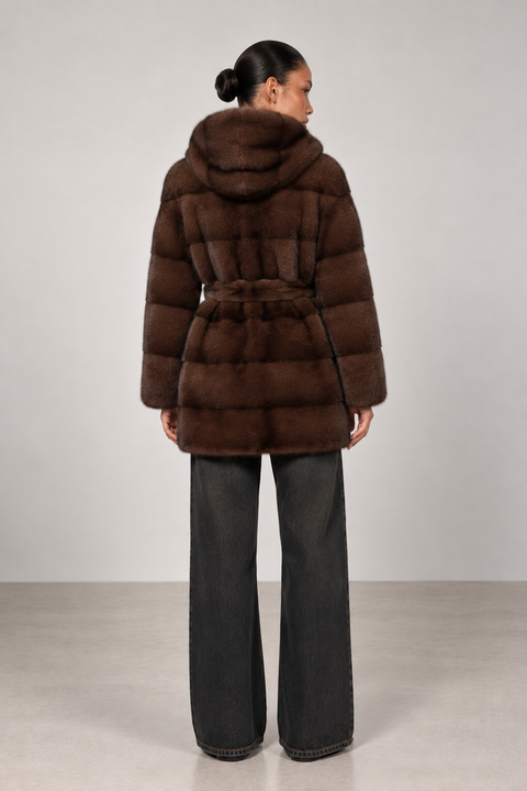 Hooded Mink Fur Coat