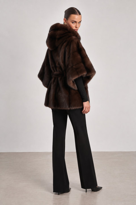 Cappotto corto di visone marrone