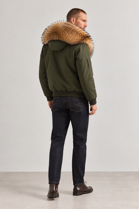Men Short Lined Fur Parka