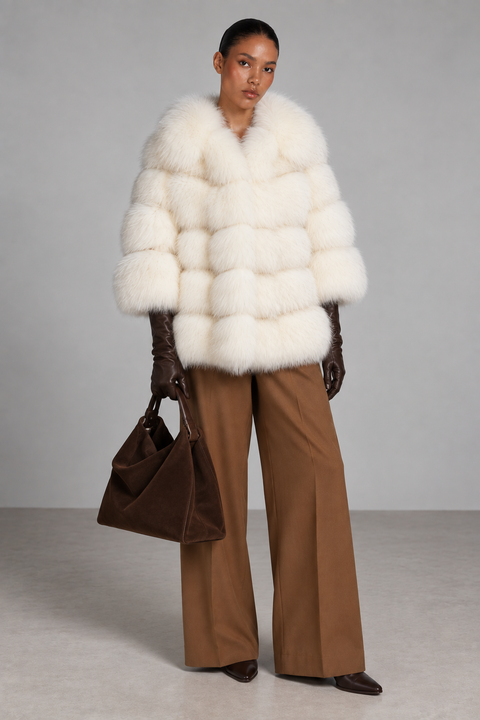 Pelliccia di volpe beige