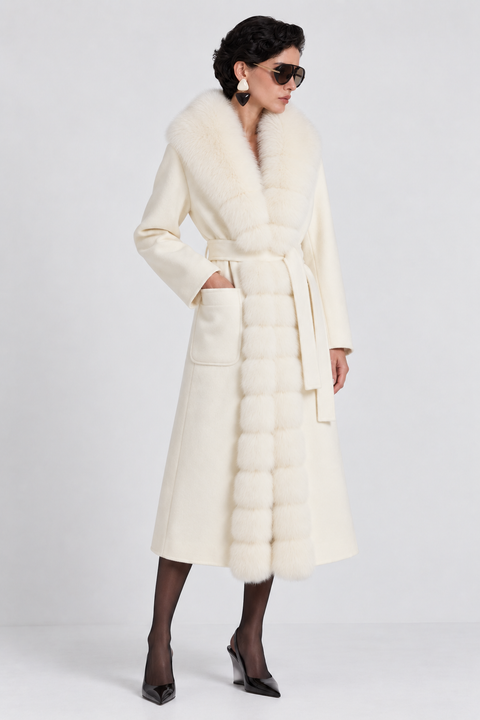 Off-White Cashmere Coat & Fur