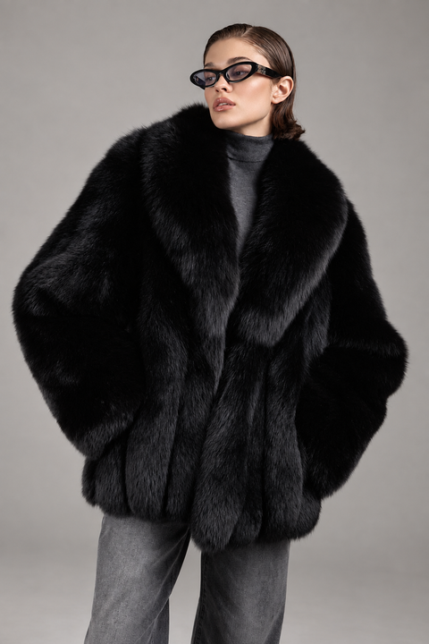 Black Fox Fur Coat