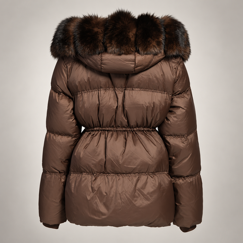 Puchowa parka z lisim futrem