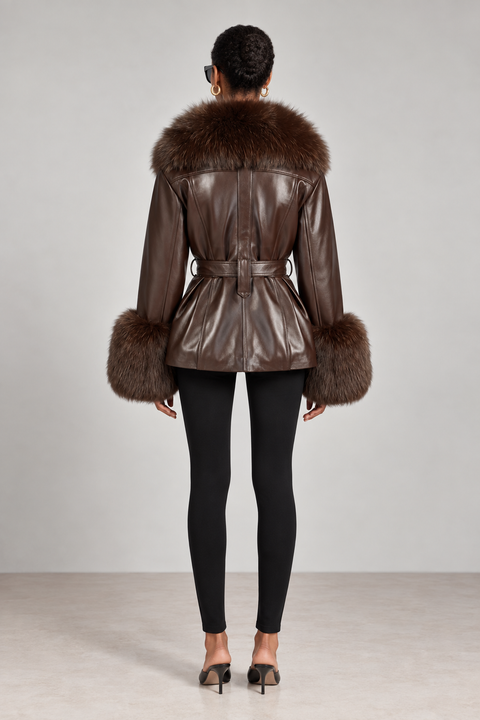 Giacca in pelle nera Allegra