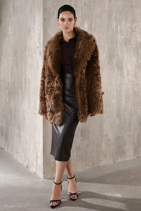 ADRIE Shearling Coat Chesnut