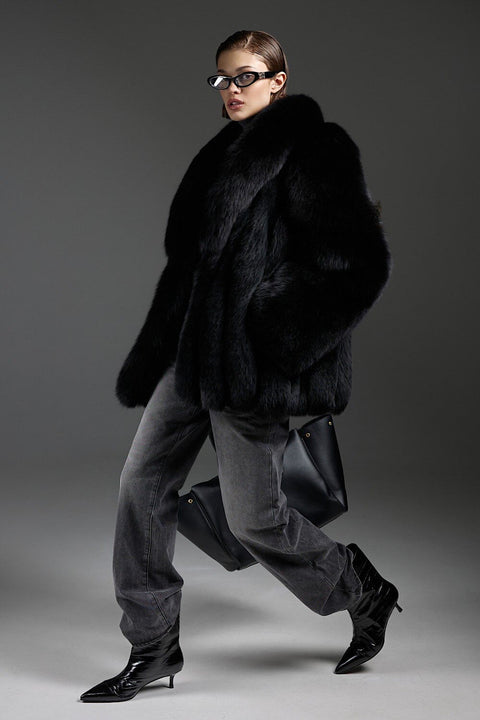 Black Fox Fur Coat