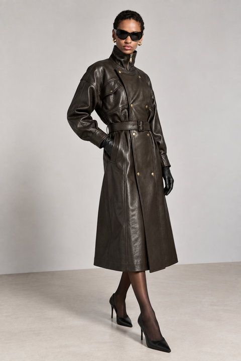 Langer Trenchcoat aus echtem Leder