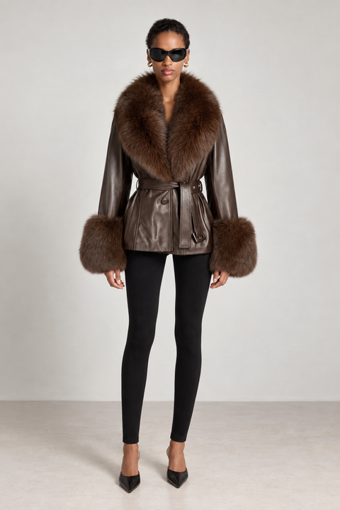 Giacca in pelle nera Allegra