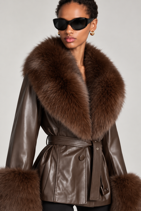 Giacca in pelle nera Allegra