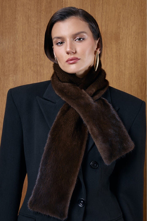 Brown Mink Fur Scarf