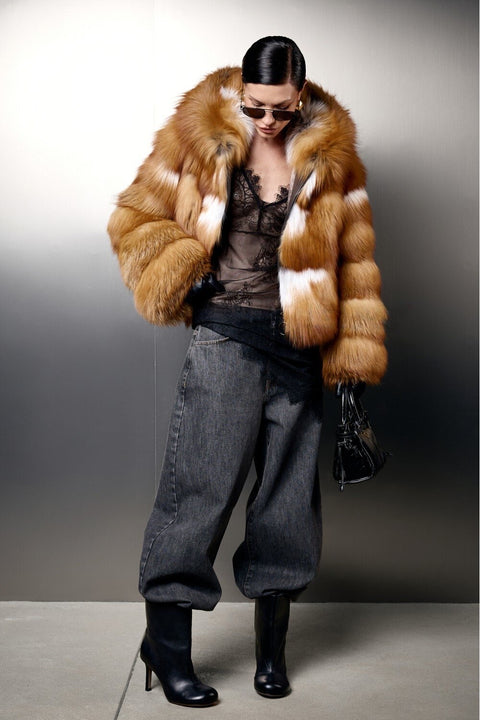 Hooded Fox Fur Coat