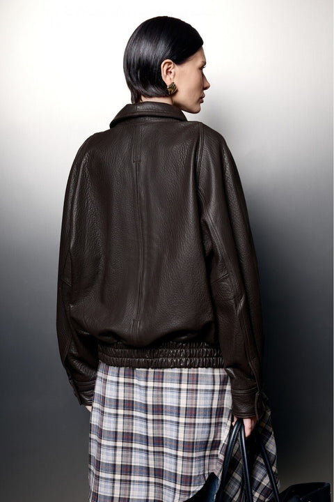 Short Lambskin Leather Jacket