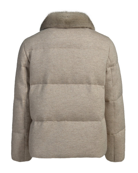 Wool Puffer with Mink Fur