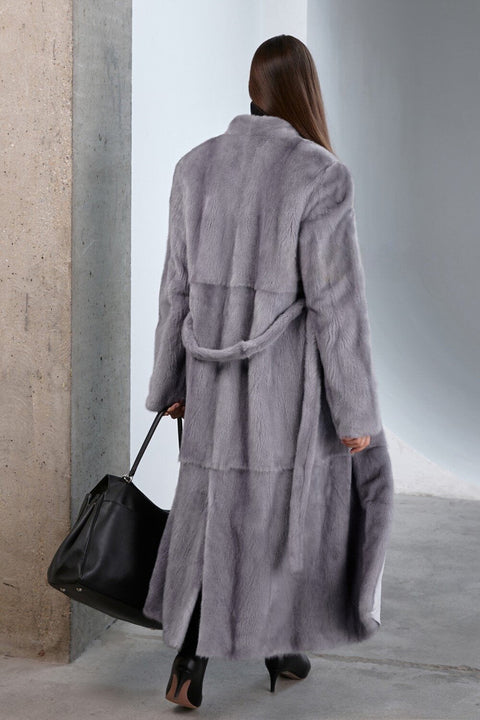 Long Grey Mink Fur Coat
