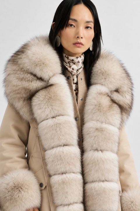 Parka doublée en fourrure de renard