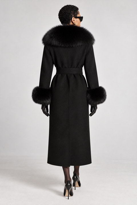 Cappotto in cashmere con pelliccia