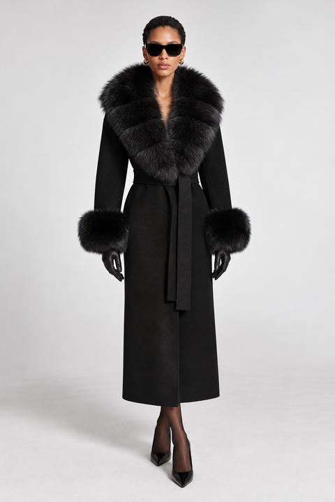 Cappotto in cashmere con pelliccia