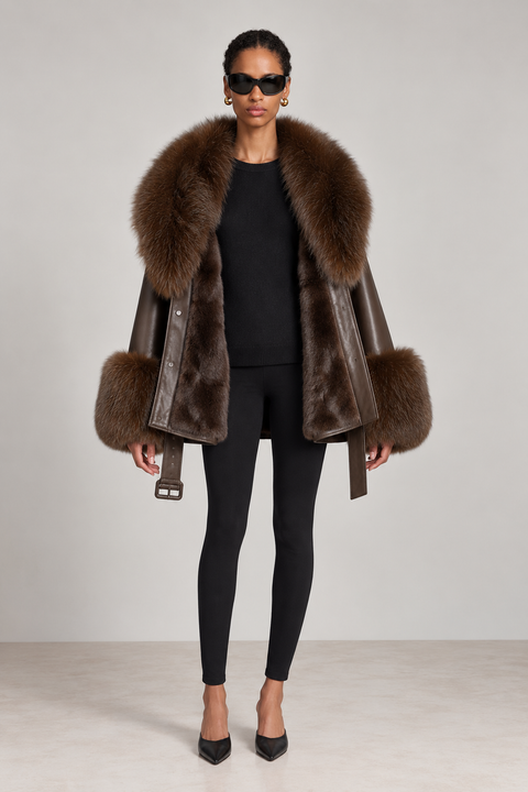 Giacca in pelle nera Allegra